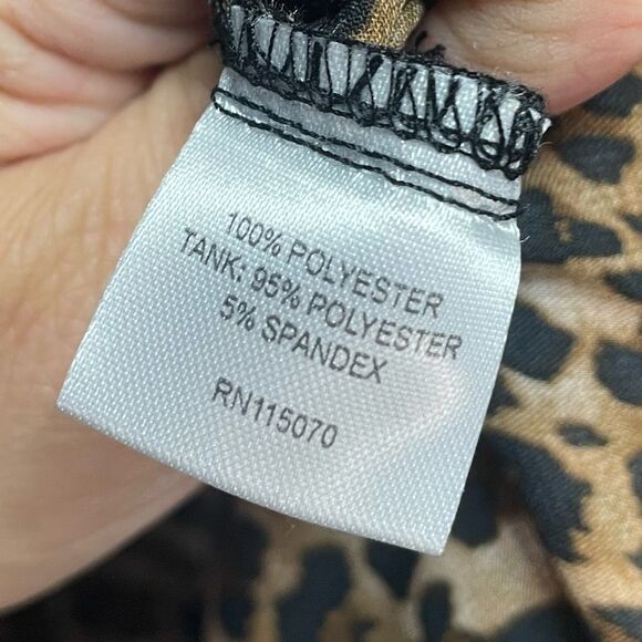 Nina Leonard Cheetah Print Sheer Blouse 1X - Picture 5 of 6